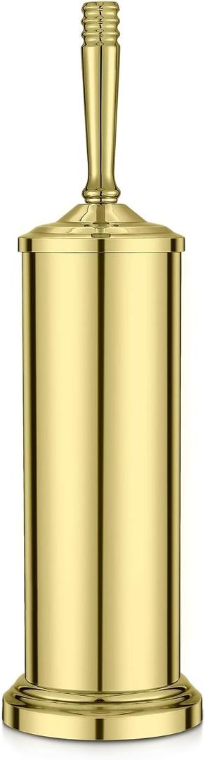 Stainless Steel Toilet Brush and Holder,Gold Toilet Bowl Brush with Long Handle for Bathroom,Toilet Brushes-Space Saving,Covered Brush, Durable, Deep Cleaning,Splash Resistant
