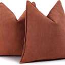ZWJD Rust Throw Pillow Covers 20x20 Set of 2 Chenille Fall Pillow Covers with Elegant Design Soft and Luxurious Decorative Throw Pillows for Couch, Bed, and Home Decor