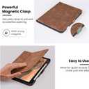 Handmade Case for iPad Pro 11 Inch (M5/M4) 2025/2024 with Pencil Holder Pocket,Magnetic Closure,Auto Sleep/Wake,Vegan Leather Folio Protective Cover,Multi Angles Stand,Dark Brown