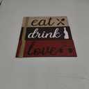 Jetec 3 Pcs Farmhouse Kitchen Wall Decor Rustic Wooden Home Eat Drink Love Sign with Hanging Hole for Home Dining Living Room Bar Cafe Decor(Retro Color)