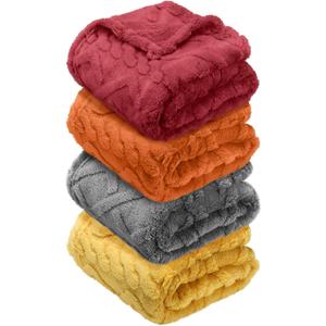 VitalCozy 4 Pcs Fleece Baby Blankets for Boys Girls 3D Soft Plush Warm Baby Receiving Blankets 30" x 40" Cozy Fluffy Infant Toddler Newborn Swaddling Blanket for Crib Nursery Bed