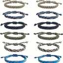 YANMIN 12 pcs Braided Friendship Bracelets for Teen Boys Adjustable Paracord Bracelets Handmade Goody Bag Stuffers Easter Basket Filler Tween Teenager Birthday Christmas Camping Party Favors