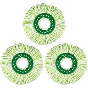 3 Pack Mop Replacement Heads for Libman Tornado Spin Mop System, Microfiber Head Mop Refills for Libman Tornado Spin Mop, Easy to Replace, Machine Washable, Green & White