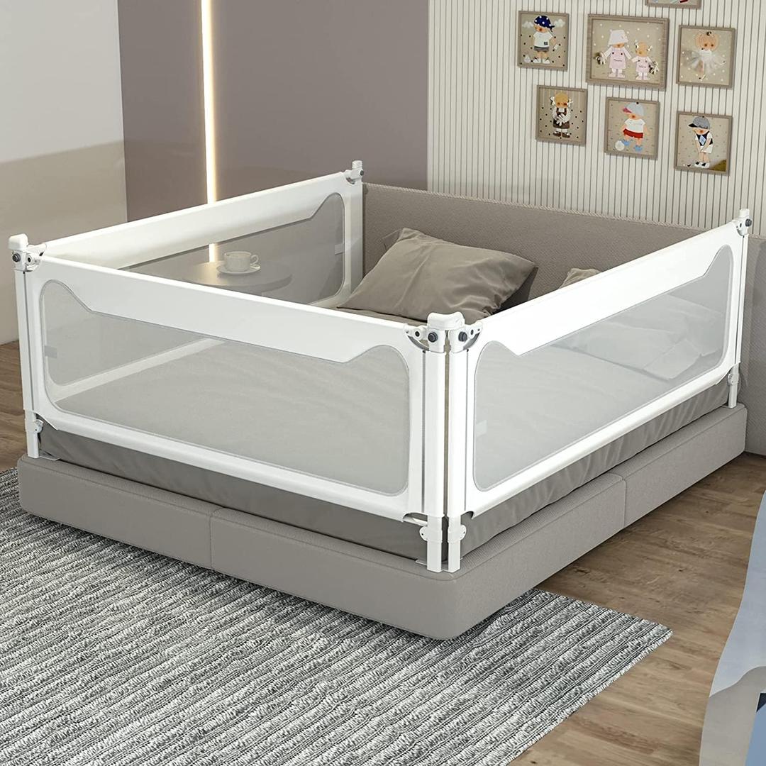 melafa365 Bed Rails for Toddlers, Upgrade Height Adjustable Baby Bed Rail Guard Specially Designed for Twin, Full, Queen, King Size - Safety Bed Guard Rails for Kids(White,1 Piece, 74")