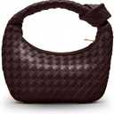 Knotted Woven Leather Handbags Tote with Detachable Bow For Women, Trendy Hobo Dumpling Purse Bag 2024.