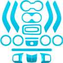 18 PCS Full Set Interior Decoration Trim Kit Steering Wheel Center Console Door Handle Air Conditioning Vent Cup Holder Gear Cover Trim for Jeep Wrangler JK JKU 2011-2018 4-Door (Light Blue)