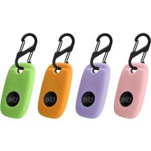 4PCS Case for Tile Pro 2024/Tile Pro 2022, Soft Silicone Skin Cover Shock-Absorbing Protective Case with Carabiner (Yellow+Green+Pink+Purple)