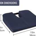 DMI Gradual Slope Seat Cushion for Coccyx, Sciatica and Tailbone Pain Used With Dining Room Chairs, Desk Chairs, Thin Car or Wheelchair Cushions, Machine Washable-Cover, 15 Inch, Navy