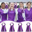 Norme 4 Pcs Mini Homecoming Decoration - 5.9" 2025 Homecoming Mum Flower & Ribbon Hand Accessories Set for Back to School Party Events Favors Supplies(Purple)