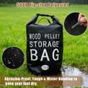 22LB Waterproof Wood Pellet Storage Bag; 500D PVC Charcoal Storage Container with Dual Handles, Label Pocket & Buckle Seal for Grill Smoker BBQ Outdoor Use (2, 22LB-Black)