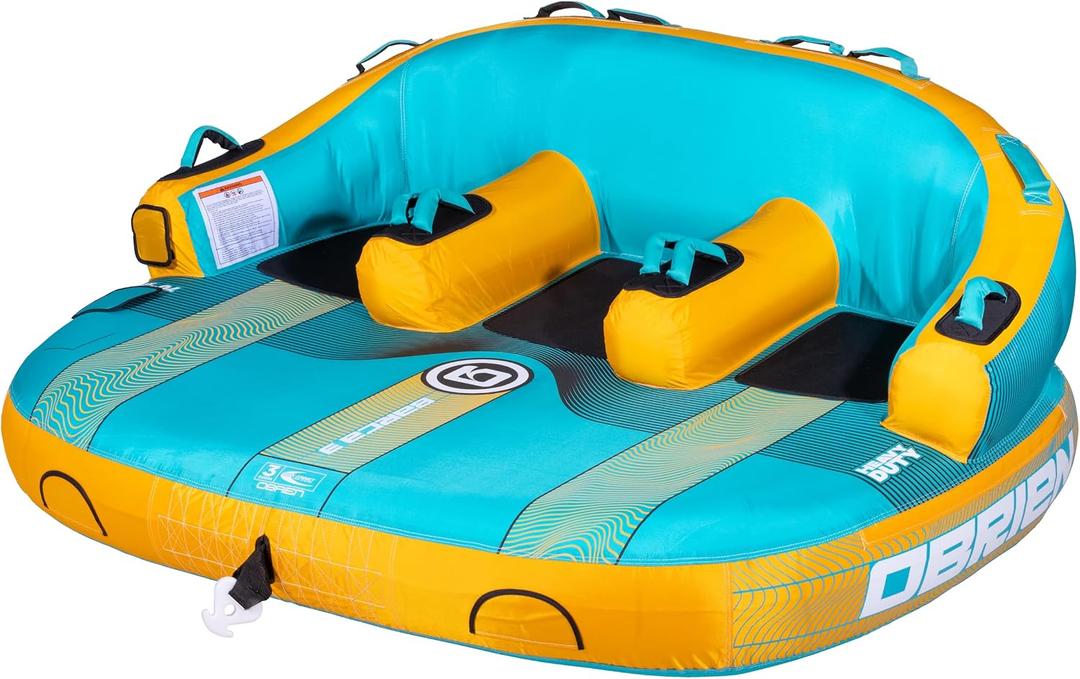 O’Brien Barca 3 Towable Tube for Boating, 3-Person Inflatable Water Tube with Dual Tow Points, Comfortable Seating, and Durable Construction