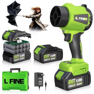 Leaf Blower Cordless - Lightweight Electric Handheld Blower with Battery and Charger, 3 Speed Mode, Blowers for Lawn Care, Patio Cleaning, Dust Cleaner, Snow Blower (Green)