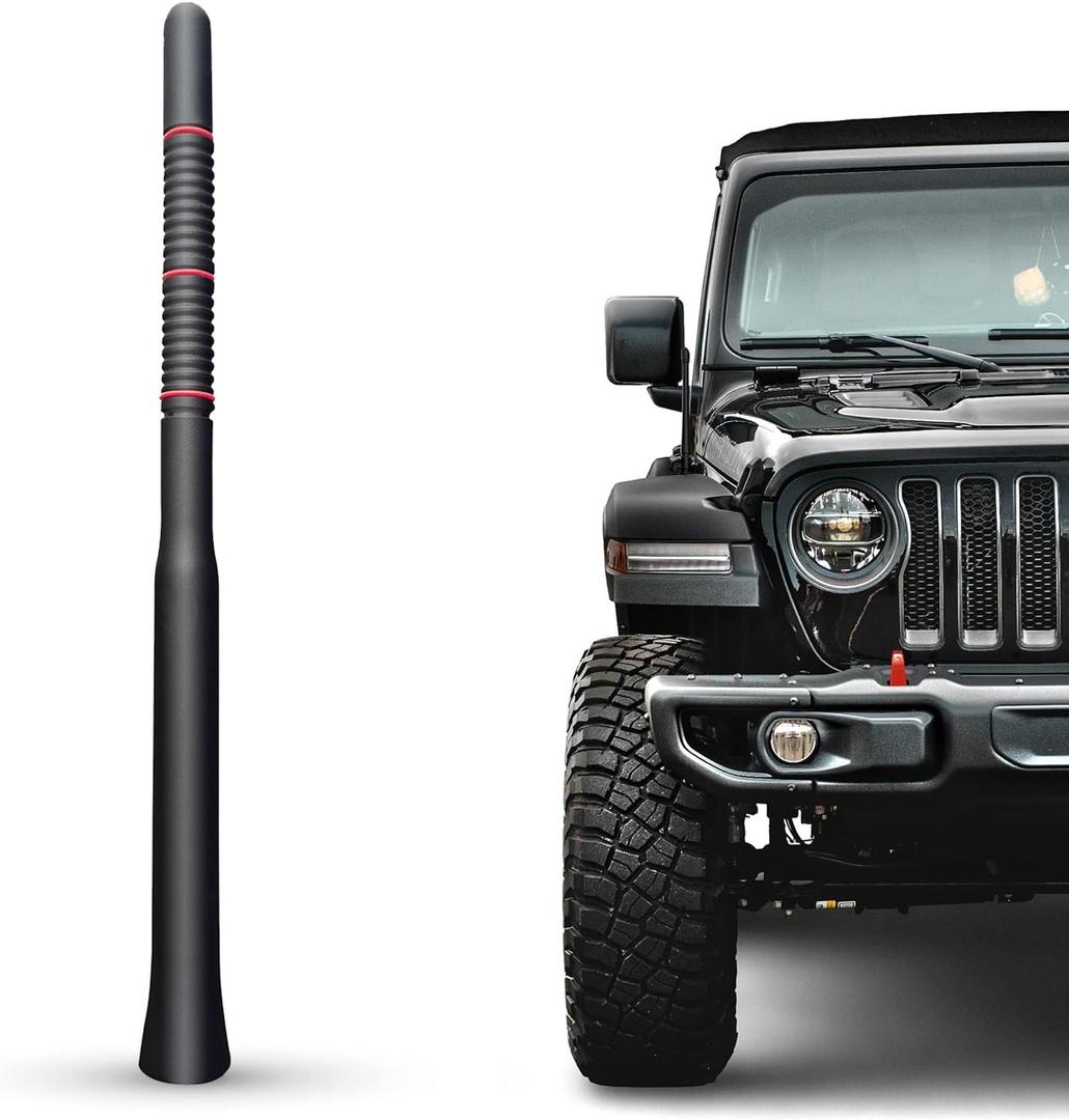 Short Rubber 10 Inch Universal Antenna Kit - Car Wash Proof, Easy Setup, Enhanced Reception with Copper Coil, Stainless Steel Threading, Flexible & Durable Fits Cars, Trucks, SUVs