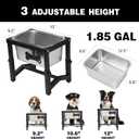 Metal Elevated Dog Bowls – 3 Adjustable Heights (9.2"-12") with 1.85GAL Stainless Bowl, Elevated Dog Bowls Medium/Large Breed, Elevated Dog Water Bowl, Neck & Joint Protection