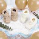 2 Pairs Baby Booties Newborn Baby Hand Crochet Knit Boots Infant Soft Cozy Warm Shoes for Toddler Girls Boys (White)