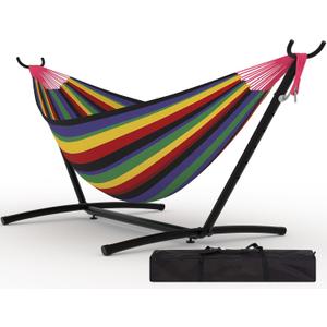 Garvee 2 Person Hammocks with Stand for Outside, Double Hammocks Portable Space Saving Heavy-Duty Steel Stand for Indoor Outdoor Patio with Carrying Bag, 450 lbs Capacity
