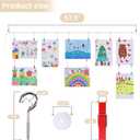 KLOGTSIND Kids Art Display Wall Decor, Wooden Beads Garland Frame Holder with 34 Clips for kids artwork, Photo, Wall Hanging Boho Room Bedroom Decor