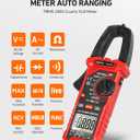 AstroAI Digital Clamp Meter Multimeter 2000 Counts Amp Voltage Tester Auto-ranging with AC/DC Voltage, AC Current, Resistance, Capacitance, Continuity, Live Wire Test, NCV, Black