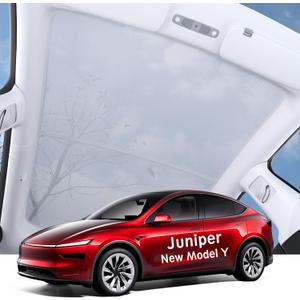 Upgraded Sunshade Roof for Tesla Model Y Juniper Accessories 2025 2026, [Mesh Fabric& No-Sag & Magnetic Design] Heat Insulation Class Roof Sun Shade for Tesla Model Y Accessories, Gray, 2PCS
