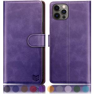 SUANPOT for iPhone 12 Pro Max Leather Wallet case with RFID Blocking Credit Card Holder, Flip Folio Book Magnetic PU Cell Phone Plus Cover for Apple 12 promax Leather case for Men Women 6.7 Purple