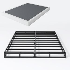 King Box Spring, 5 Inch Box Springs King Size Basics Bed Base, Mattress Foundation, Black Heavy Duty Metal Structure with Cover, No Noise, Easy Assembly