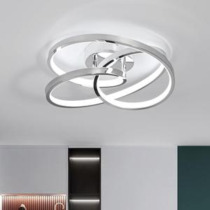 LED Ceiling Light Fixtures,36W Flush Mount Modern LED Ceiling Light,Cool White 6000K Close to Ceiling Lights for Hallway Bedroom Dining Room Kitchen Bathroom (Chrome, 6000K)