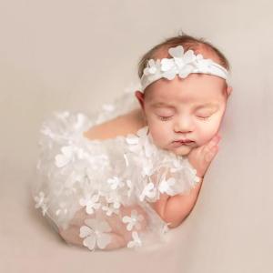 Ylsteed Newborn Photography Outfits - Lace Romper with Headband for Girls Photo Shoot