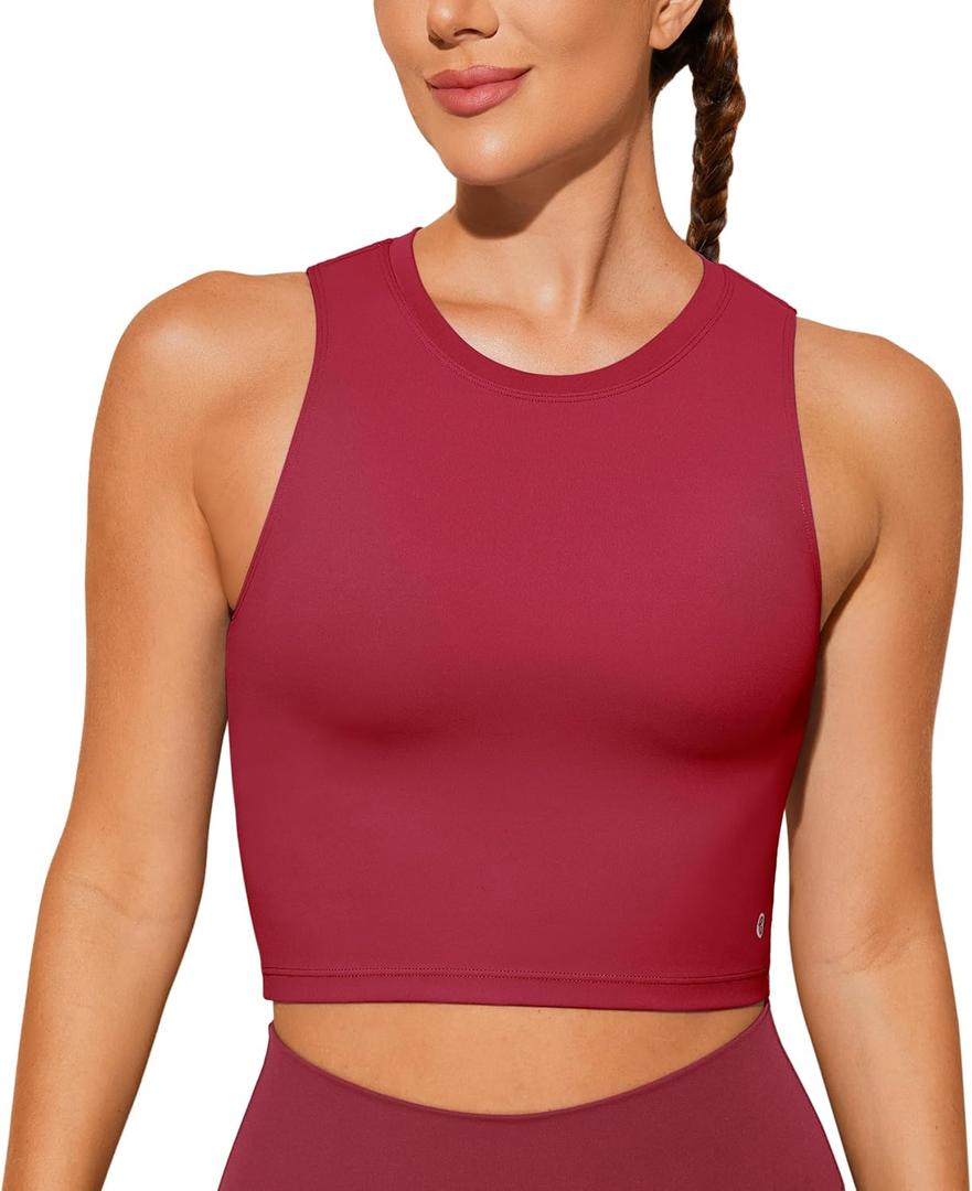 Natural Feelings Nudi Sports Bras for Women Removable Padded Yoga Tank Tops Sleeveless Fitness Workout Crop Tops (Small, Wine)