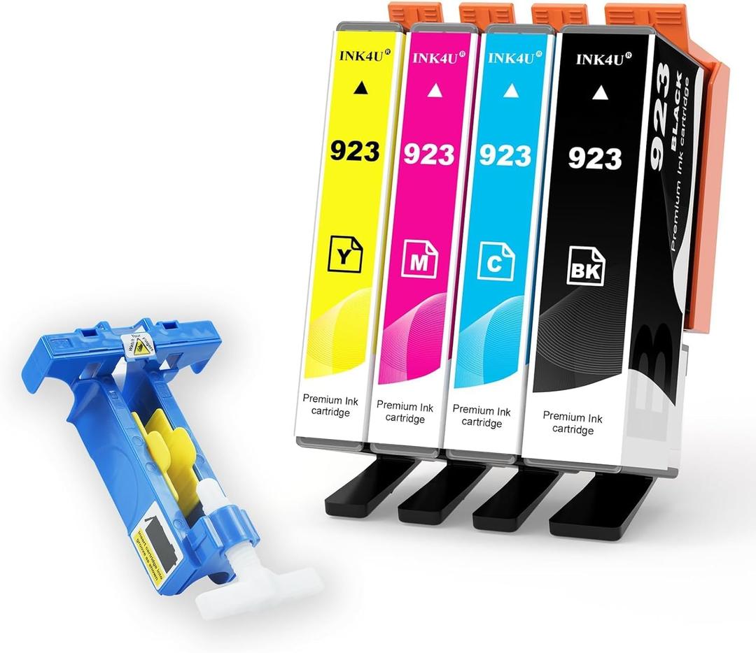 923 Ink Cartridges for HP Printers, NO CHIP, Compatible Replacement for HP 923 923e 923XL Ink Cartridges Combo Pack to Work with for OfficeJet Pro 8130e 8135e 8138e 8139e Printer(1BK/1C/1M/1Y, 4 Pack)