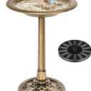 VIVOHOME Bird Bath with Solar Fountain for Outside, Polyresin Pedestal Bird Baths with Solar Powered Pump for Outdoor, Garden, Weather-Resistant Birdbaths with 20" Bowl, Golden