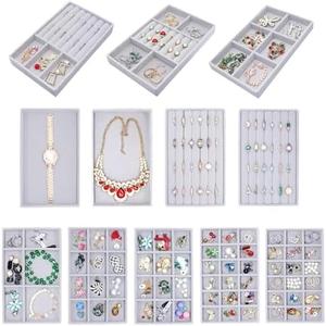 7Color Sky 12Set Jewelry Tray Velvet Jewelry Drawer Organizer Necklace Bracelet Display Tray for Earring, Ring, Brooch, Watch