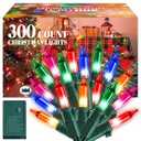 Meonum Chasing Christmas Lights, 8 Function Controller Clear Mini Bulbs Green Wire Indoor String Lights, 71 Feet Long Holiday Decor, for Christmas Tree(Multicolor,300 Bulbs)