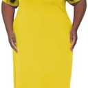 TOPSRANI Womens Plus Size Maxi Dresses for Women Oversize Casual Short Sleeve V Neck Loose Plain Solid Trendy Summer Dress Yellow S at Amazon Womens Clothing store