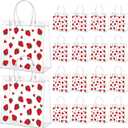 Kacctyen 24 Pcs Gift Bags for Party Favor Clear Goodie Bags with Handle 7.87 x 7.87 x 3.15 Return Gift Wrap Totes for Guests Treat Candy Wrapping(Strawberry)