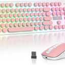 LPNO515375779Backlit Pink Keyboard and Mouse Wireless, 2.4GHz Light Up Typewriter Rechargeable Quiet Keyboard Cordless with USB Receiver for PC/Laptop(Pink)