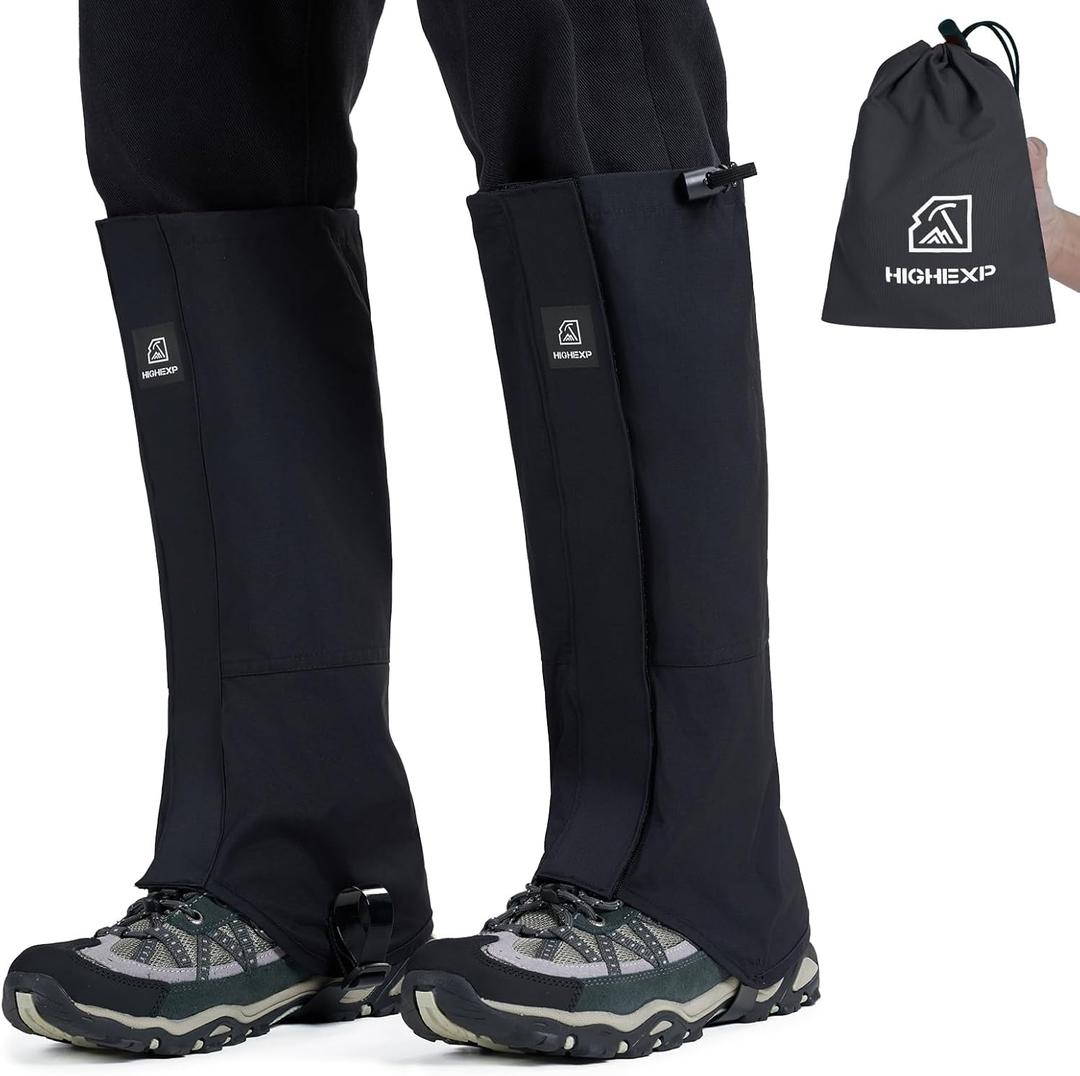 Leg Gaiters 100% Waterproof Adjustable Shoe Snow Boot Guard Gators for Hiking Shoe Cover Hunting Snowshoeing Climbing Walking for Women Men (Black)