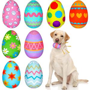 Threan 8-piece Easter Egg for Dog with Interactive Squeakers Plush Easter Egg, Fun Gifts for Medium & Small Dogs & Puppies, Durable Stuffed