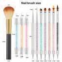 2 x 11PCS Nail Art Brush Set with Nail Dust Brush, Double-Ended Silicone Nail Art Tools for Acrylic Nails, Carving, Painting, Line Drawing, DIY Salon Manicure
