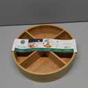 Bamboo Lazy Susan Turntable Organizer, 4 Compartment Rotating Spice Organizer Tray with Dividers, 11.8 Inch Round Kitchen Cabinet Pantry Storage, Light Yellow