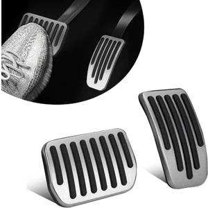 2 PCS Tesla Foot Pedal Pads Kit, Brake Accelerator Safety Anti-Slip Pedal, Alloy + Rubber Strip Original Car Molded Pedal Cover Accessories, Compatible with 2019-2024 Tesla Model 3/Y (Silver)