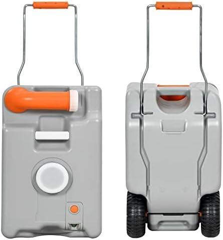 YITAHOME 6.6 Gallon Portable Water Holding Tank with Metal Handle, Large Wheels, Odorless Tote for Camper with Filling Port, Rotating Spout, Fast Emptying & Easy Carrying