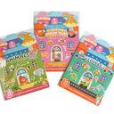 Set of 3 Educational Books with Reusable Stickers, Animals, Sports, 1-4 years, Safe, Multicolor