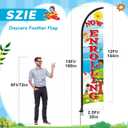 HunnmingRe 2 Pack Now Enrolling Preschool Feather Flag Set Preschool Swooper Flag Weatherproof Advertising Banner Enrolling Sign 15ft x 2.5ft with Flagpoles Ground Stakes Set for Business Advertising, Large Signage