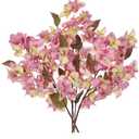 Briful Bougainvillea Artificial Flowers 5 Pack 27.5" Fake Bougainvillea Floral Stems Realistic Silk Flower Arrangements for Home Weddings Parties Table Vase Centerpiece Decor(Old Pink)