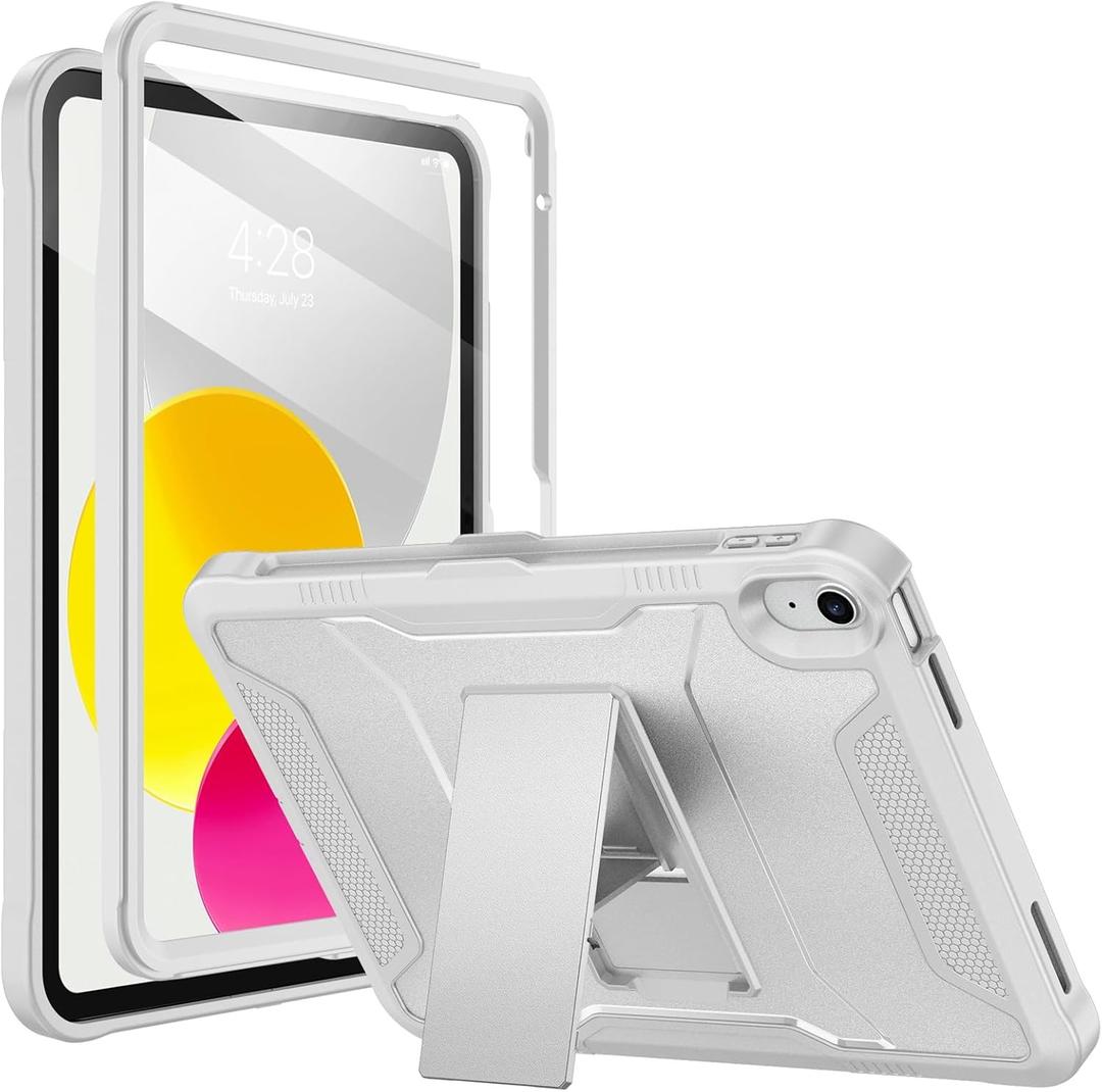 Soke Case for iPad (A16) 11th Generation 11-inch 2025, iPad 10th Generation 10.9-inch 2022, with Built-in Screen Protector and Kickstand, Rugged Full Body Protective Cover - Light Gray