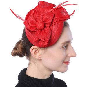 Fascinators Hat for Women Girls Sinamay Flower Feathers Tea Party Cocktail Headband Hair Clip