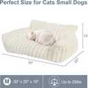 Cute Cat Couch Bed for Indoor Cats, Fluffy Pet Cat Sofa with Premium Soft Corduroy Fleece, Cute Small Dog Beds for Small Dogs, Fuzzy Puppy Chair with Removable Washable Cover (30x20x10,Cream) (Medium, White)