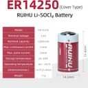 8 Pack ER14250 LS14250 3.6V Lithium Battery, 1/2AA Size 1200mAh Lithium Thionyl Chloride Battery(Li-SOCl2) CE/ROHS/UN38.3 Certified, Non-Rechargeable(ER14250-8 Count/T Type)