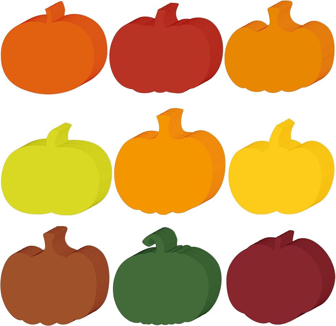 PerKoop 153 Pcs Thanksgiving Paper Cutouts for Bulletin Boards, Fall Thanksgiving Assorted Colors Cutouts with Glue Point for Teacher Art DIY Scrapbook, Posters, and Wall Decor(Pumpkin)