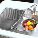 Teenyyou Extra Large Silicone Dish Drying Mat For Kitchen Counter Drying Pad 23.6 x 19 Inch Rubber Dish Drainer Mat with Drain Lip for Sink Drawer Liner(Grey), 23.6" x 18.9"